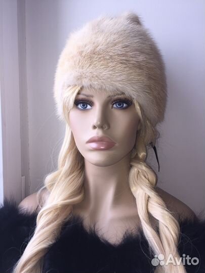 Шапка норка бежевая