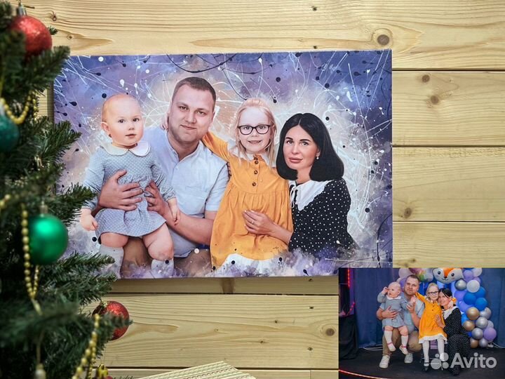 Портрет по фото на холсте