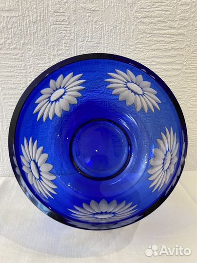 Ваза конфетница « Ромашки» цветное стекло СССР