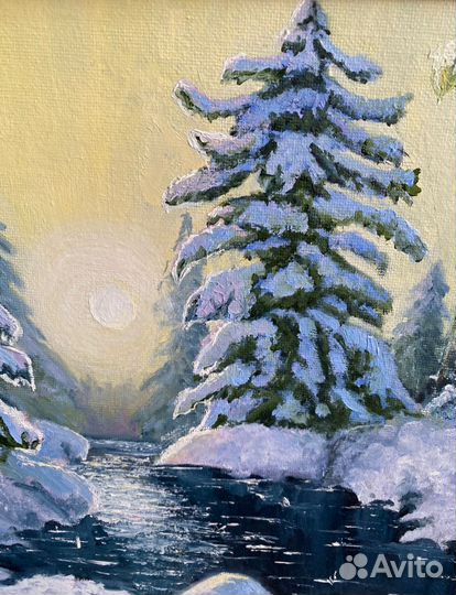 Картина маслом пейзаж зима