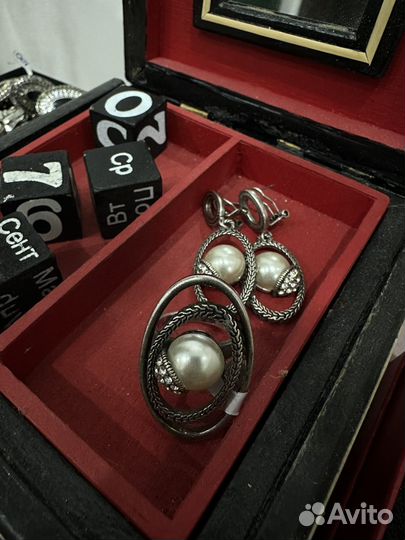 Комплект мельхиор с жемчугом
