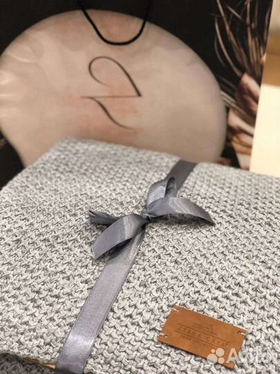 Плед вязанный покрывало хлопок Zebra Casa