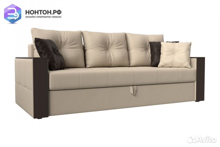 Диван еврокнижка Валенсия экокожа бежевая
