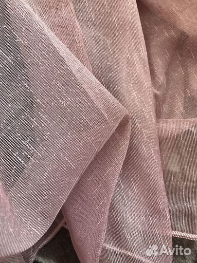 Готовый тюль лён дождик пудровый 3/4/5м