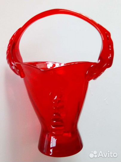 Ваза конфетница корзинка цветной хрусталь СССР