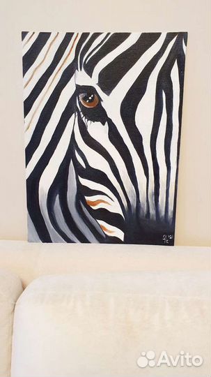 Картина маслом на холсте Зебра