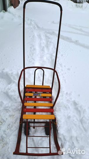 Детские санки коляска с колесами бу