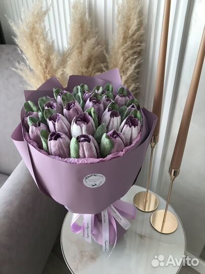 Зефирный букет, букет тюльпанов