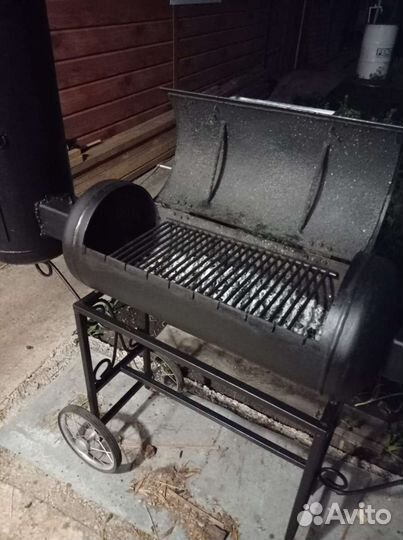 Мангал с печью под казан и коптильней