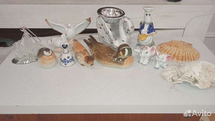 Фарфоровые статуэтки СССР и ракушки