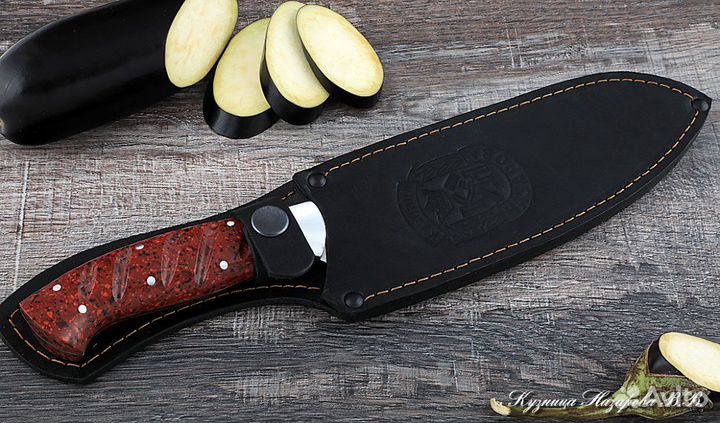 Поварской нож № 11 сталь Х12мф акрил красный