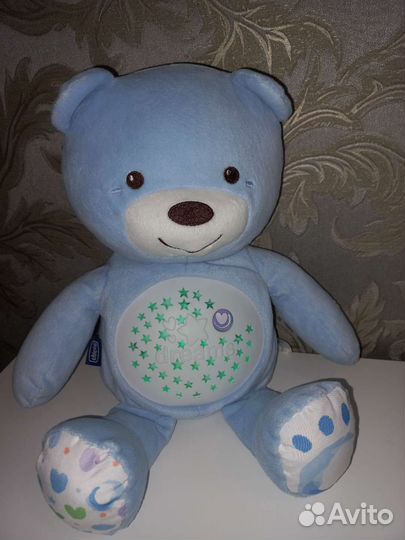 Игрушка-ночник Chicco Мишка, 30 см, голубой