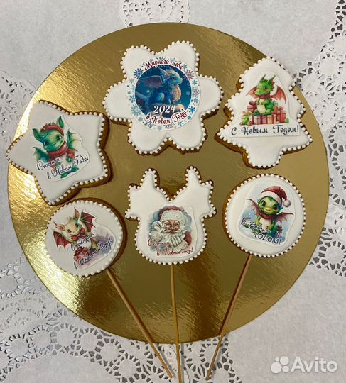 Печать на пряниках, новогодние подарки с логотипом