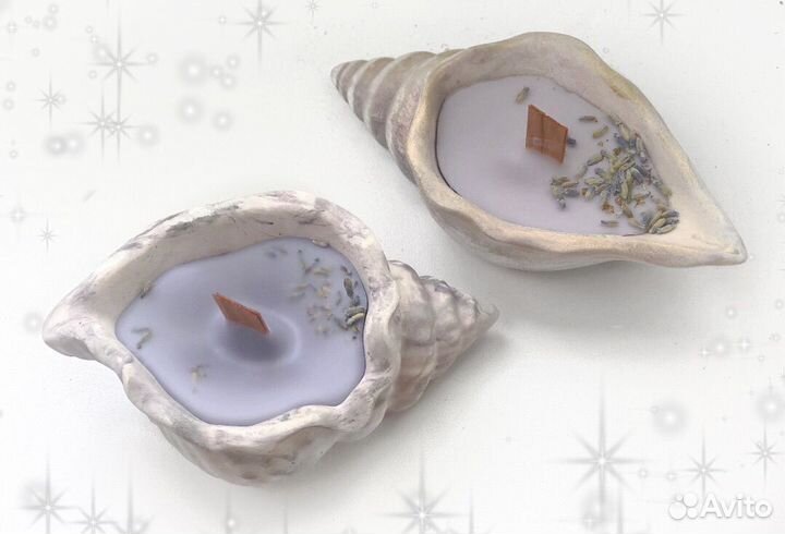 Свеча в ракушке. Деревянный фитиль