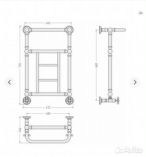 Полотенцесушитель вод. Сунержа Ренессанс 1452 Золо