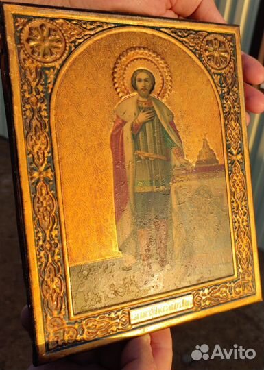 Старинная икона. Александр Невский