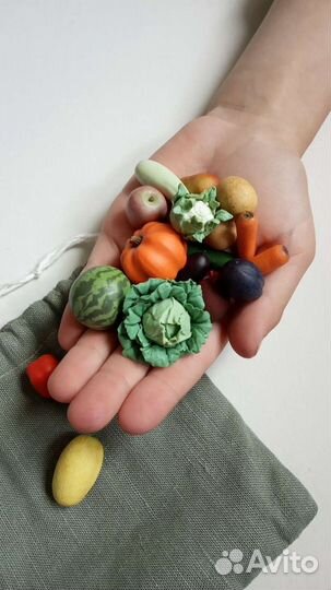 Набор овощи и фрукты из полимерной глины