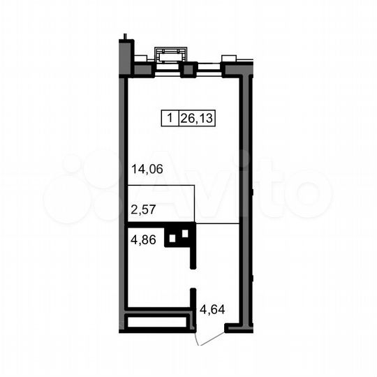 Квартира-студия, 26,1 м², 2/23 эт.