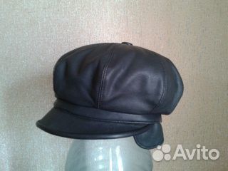 Кепка женская кожаная с ушками