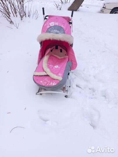 Детские санки коляска с колесами