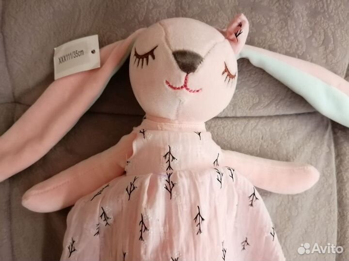 Мягкая игрушка, спящая зайка 35 см