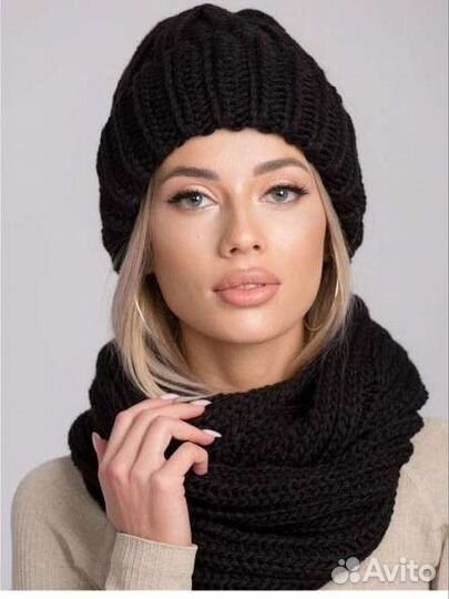 Шапка на флисе и снуд. Новые, зима