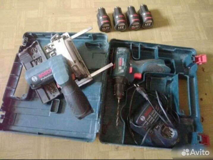 Bosch дисковая пила,шуруповерт 4акб 12v, заряднoe