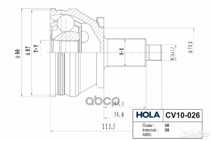 ШРУС наружный, левый/правый CV10026 hola