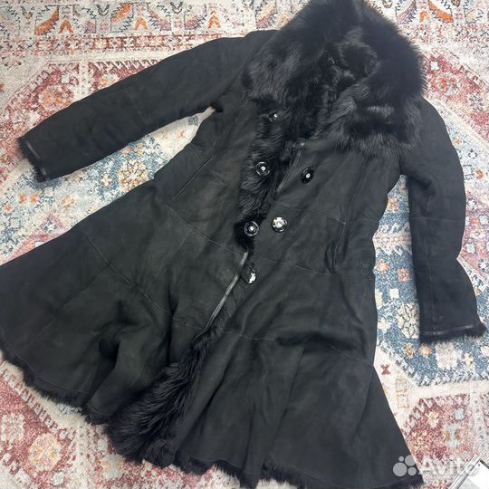 Дубленка Giorgio Armani черная теплая