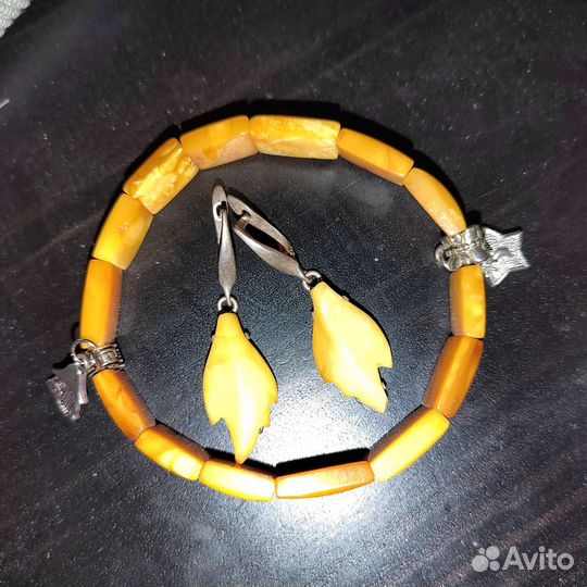 Серьги серебро с янтарем