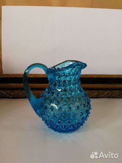 Кувшин и чаша из цветного пупырчатого стекла Чехия