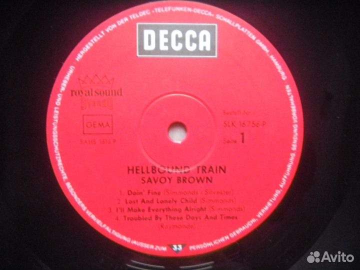 Savoy Brown Hellbound Train Germ. Decca G/F 72 EX