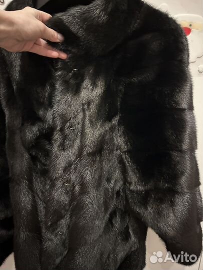 Норковая шуба чёрная автоледи 44 46