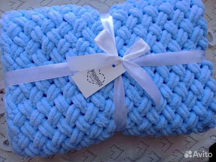 Вязанный детский плед игрушка подарок на выписку