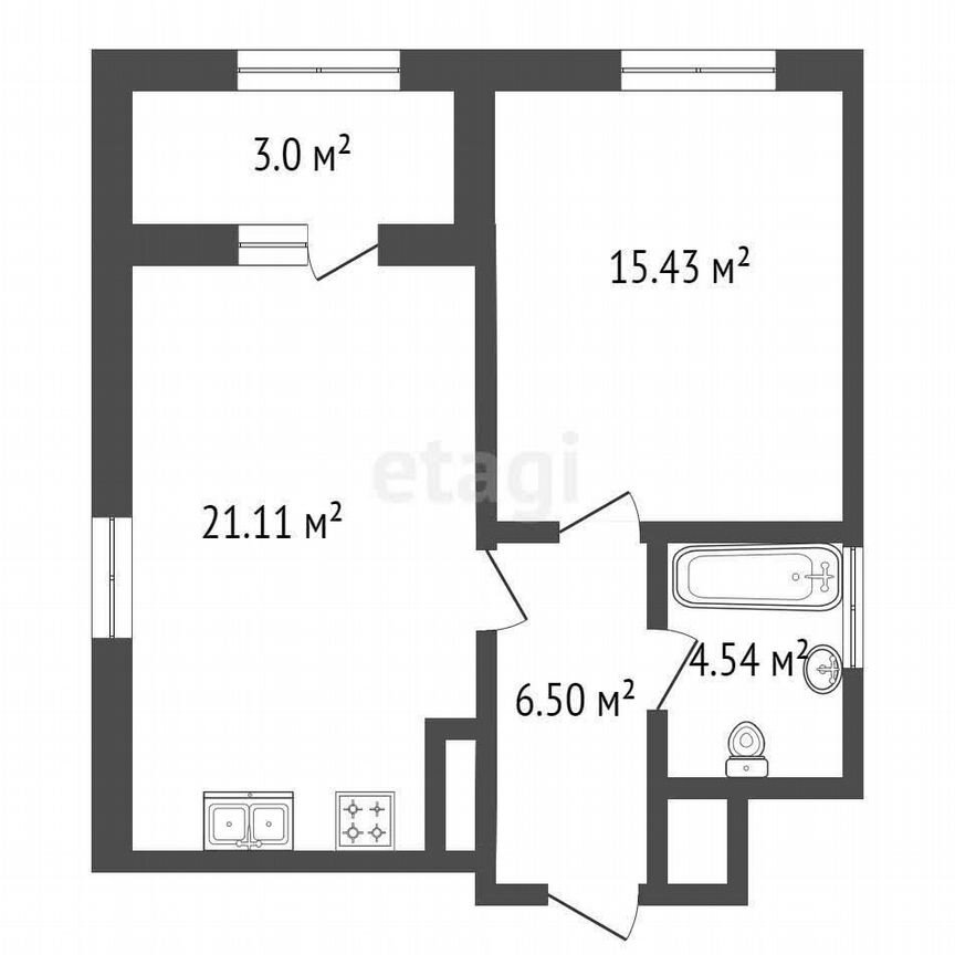 1-к. квартира, 49,1 м², 16/25 эт.