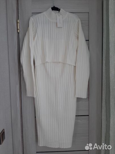 Вязаное зимнее платье для беременных и кормящих