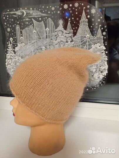Шапка женская вязаная пух норки
