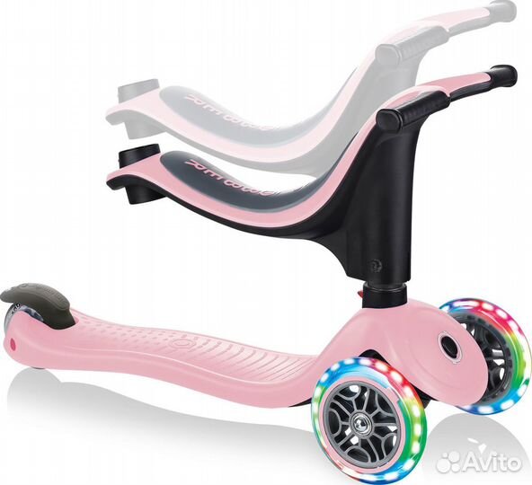 Самокат Globber GO UP sporty lights пастельно-розо