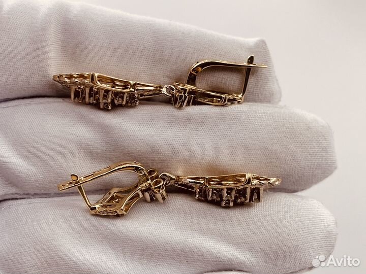Золотые Серьги 583 пробы с бриллиантами. Рассрочка