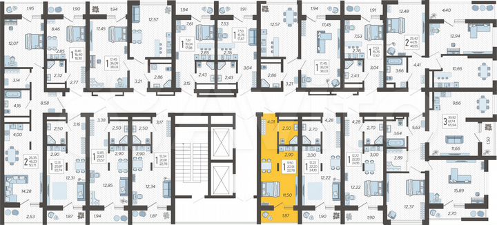 Квартира-студия, 22,8 м², 8/19 эт.