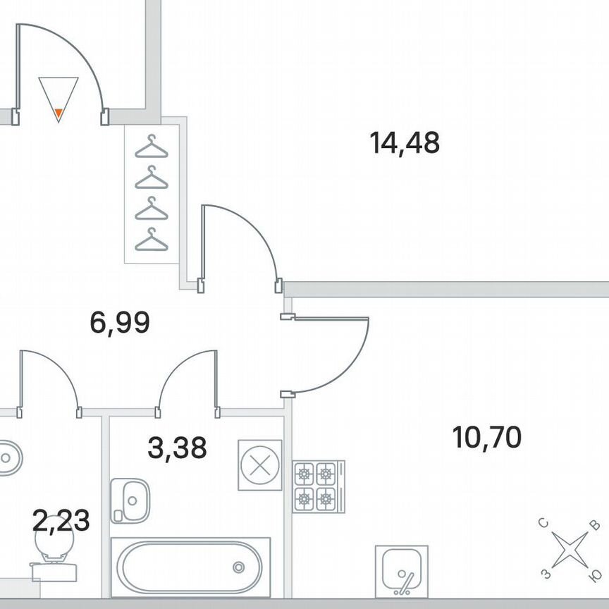 1-к. квартира, 37,7 м², 1/4 эт.