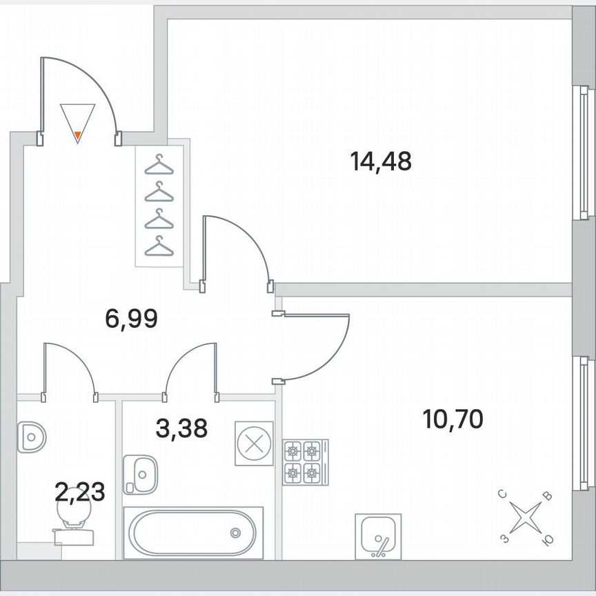 1-к. квартира, 37,7 м², 1/4 эт.