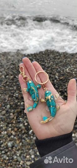 Брелок Рыбка с натуральными камнями