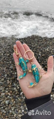 Брелок Рыбка с натуральными камнями