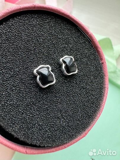 Серьги сереб Tous mini onix