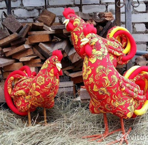 Петух фигура для декора текстильный ручная работа