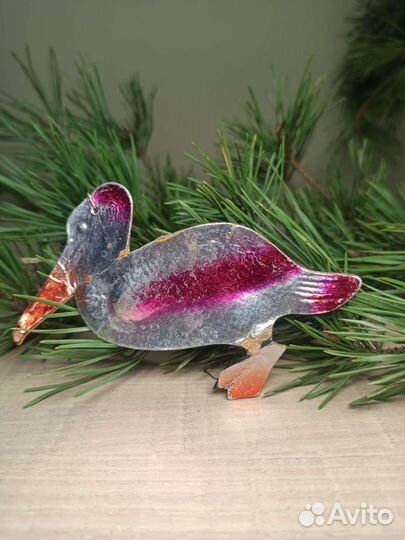 Ёлочная Игрушка Птица Аист Картонаж СССР