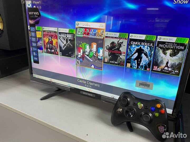 Прошитый xbox360 Slim 500Gb + 80 крутых игр