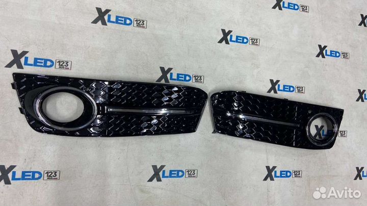 Вставки в бампер Audi RS4 b8 дорест чёрные