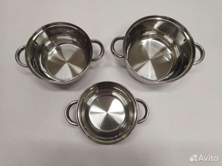 Кастрюля из нержавейки набор индукция (Россия)